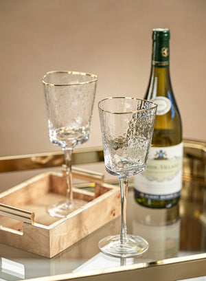 Triangular Gold Rim Wine Glasses